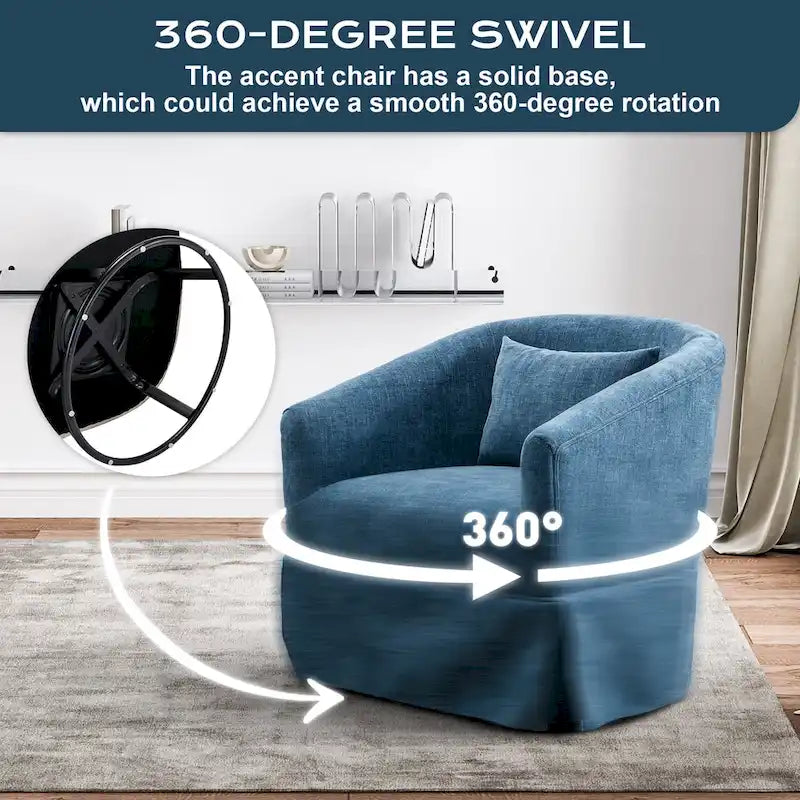 Fauteuil tonneau pivotant à 360° en tissu Vert / Bleu / Orange / Gris / Beige / Jaune / Noir – 1 place