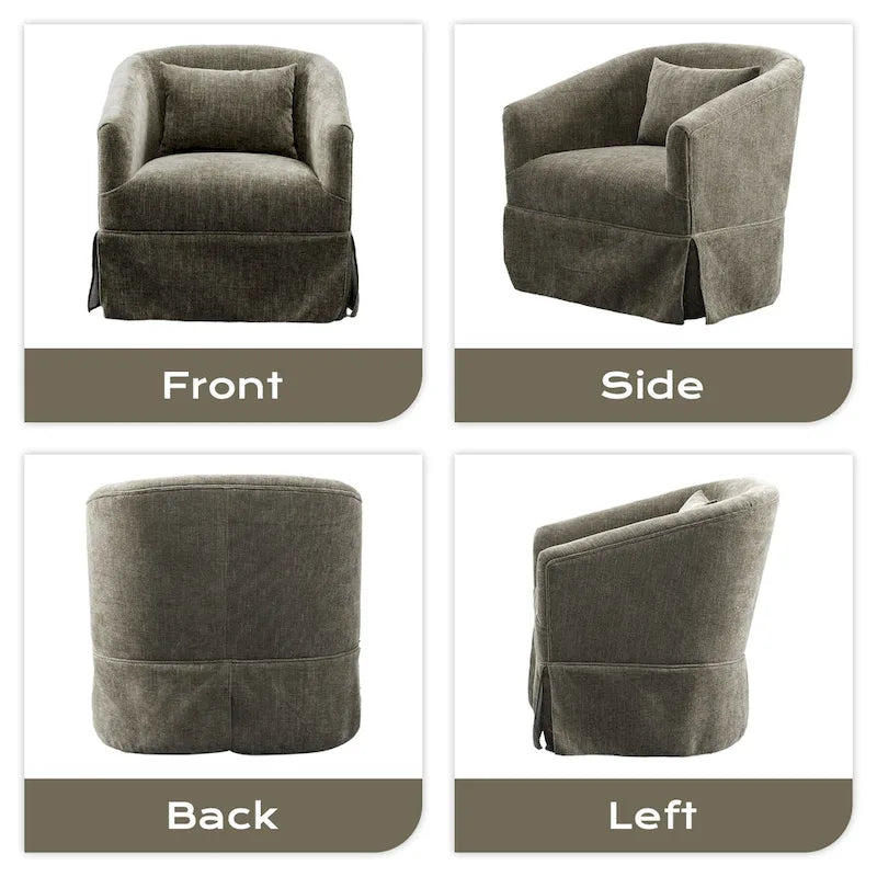 Fauteuil tonneau pivotant à 360° en tissu Vert / Bleu / Orange / Gris / Beige / Jaune / Noir – 1 place