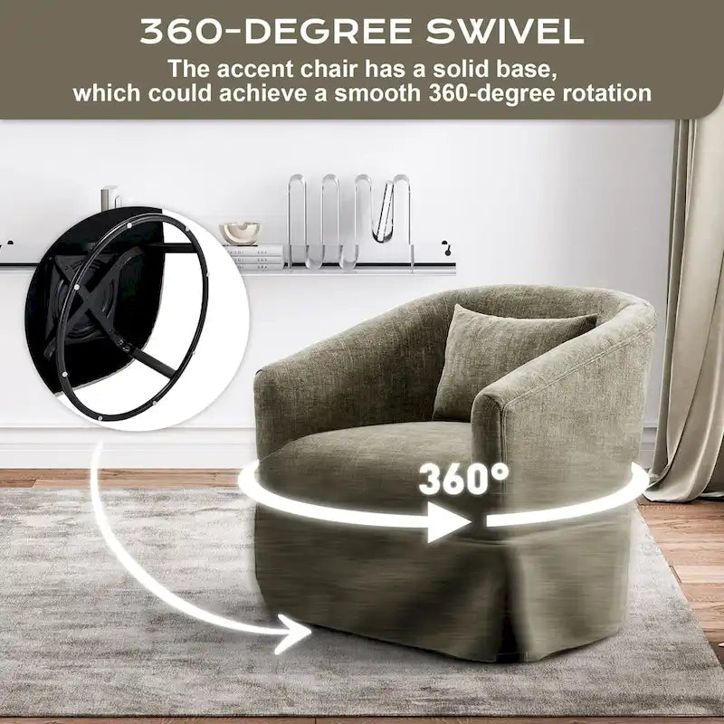 Fauteuil tonneau pivotant à 360° en tissu Vert / Bleu / Orange / Gris / Beige / Jaune / Noir – 1 place