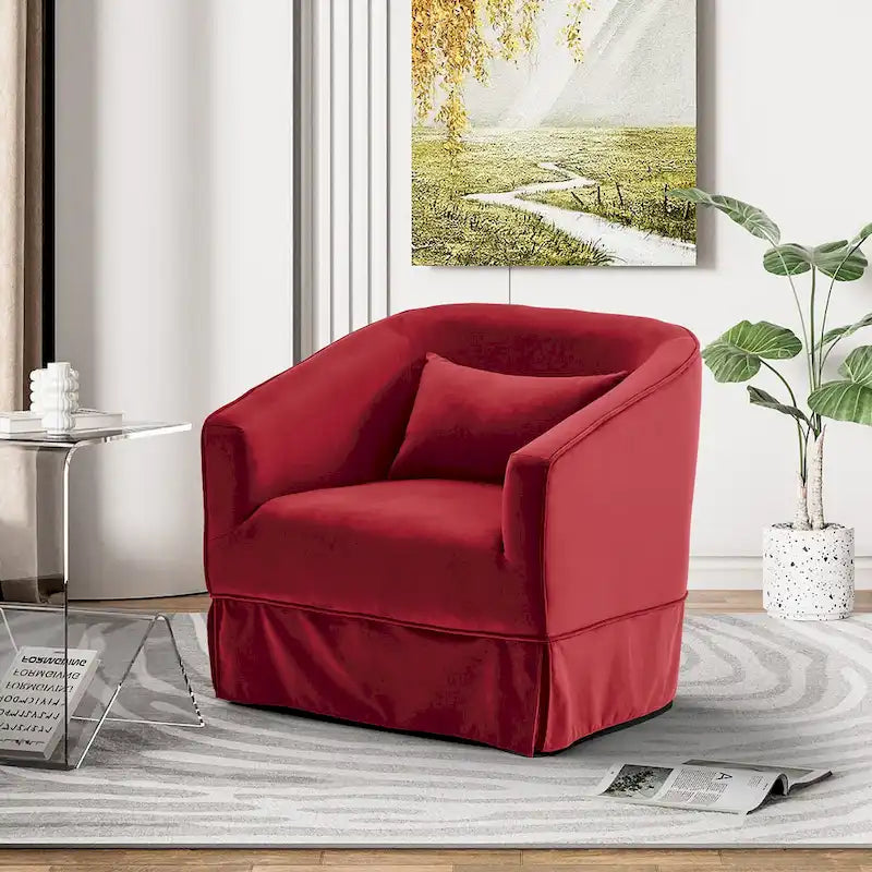 Fauteuil tonneau pivotant à 360° en tissu Vert / Bleu / Orange / Gris / Beige / Jaune / Noir – 1 place