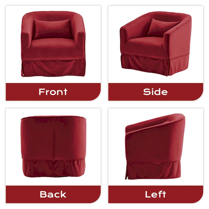 Fauteuil tonneau pivotant à 360° en tissu Vert / Bleu / Orange / Gris / Beige / Jaune / Noir – 1 place