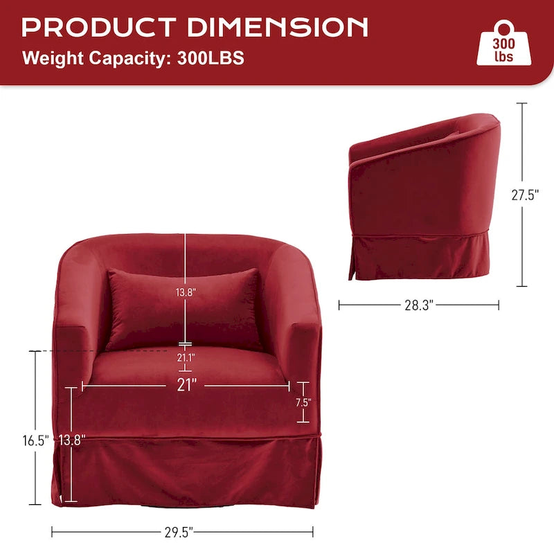 Fauteuil tonneau pivotant à 360° en tissu Vert / Bleu / Orange / Gris / Beige / Jaune / Noir – 1 place