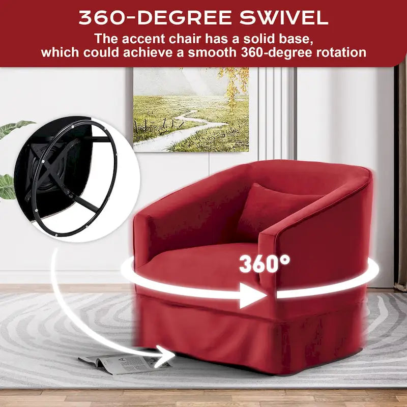 Fauteuil tonneau pivotant à 360° en tissu Vert / Bleu / Orange / Gris / Beige / Jaune / Noir – 1 place