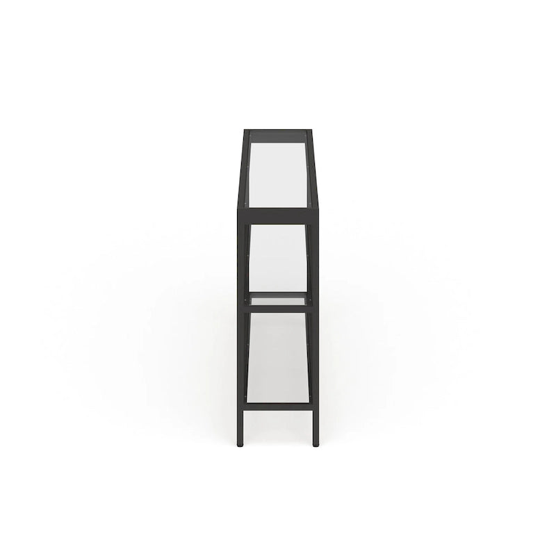 Console en Laiton / Bronze Bruni / Acier Nickel Satiné avec Plateau et Étagères en Verre Trempé – Simple