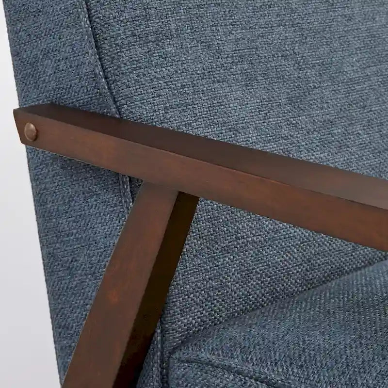 Causeuse style scandinave 2 places en tissu aspect lin bleu/gris/jaune