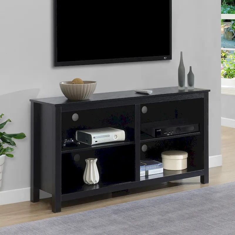 Meuble TV colonne avec étagères – Noir / Blanc / Bois de grange, convient aux téléviseurs jusqu'à 65 po
