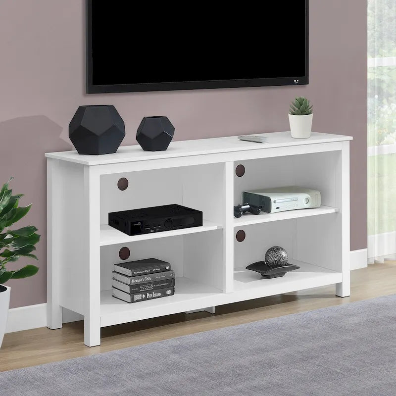 Meuble TV colonne avec étagères – Noir / Blanc / Bois de grange, convient aux téléviseurs jusqu'à 65 po