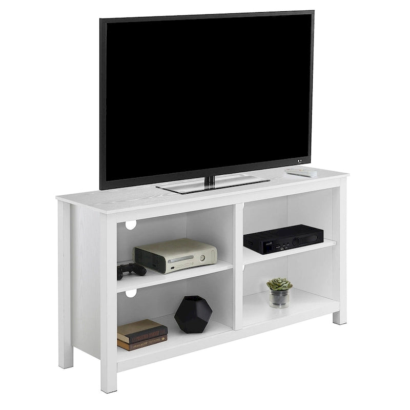Meuble TV colonne avec étagères – Noir / Blanc / Bois de grange, convient aux téléviseurs jusqu'à 65 po