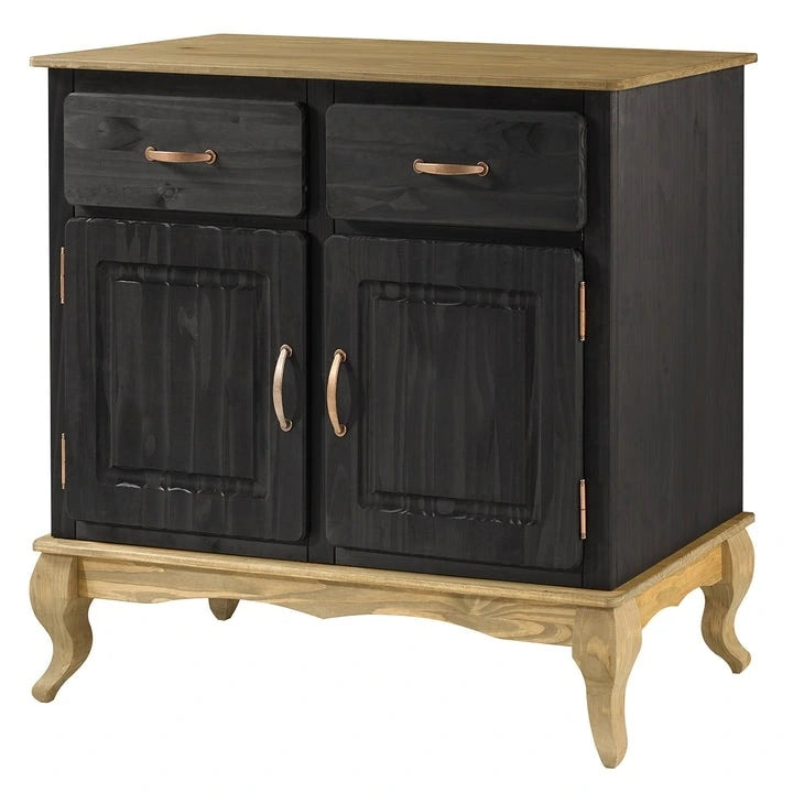 Buffet en pin massif vieilli noir/vert/blanc – Utilisateur unique