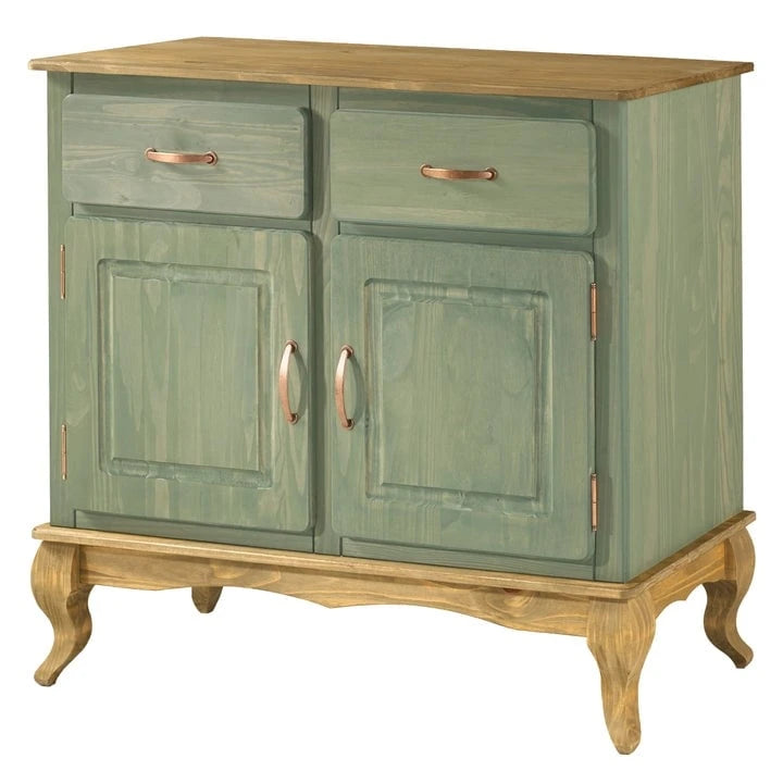 Buffet en pin massif vieilli noir/vert/blanc – Utilisateur unique