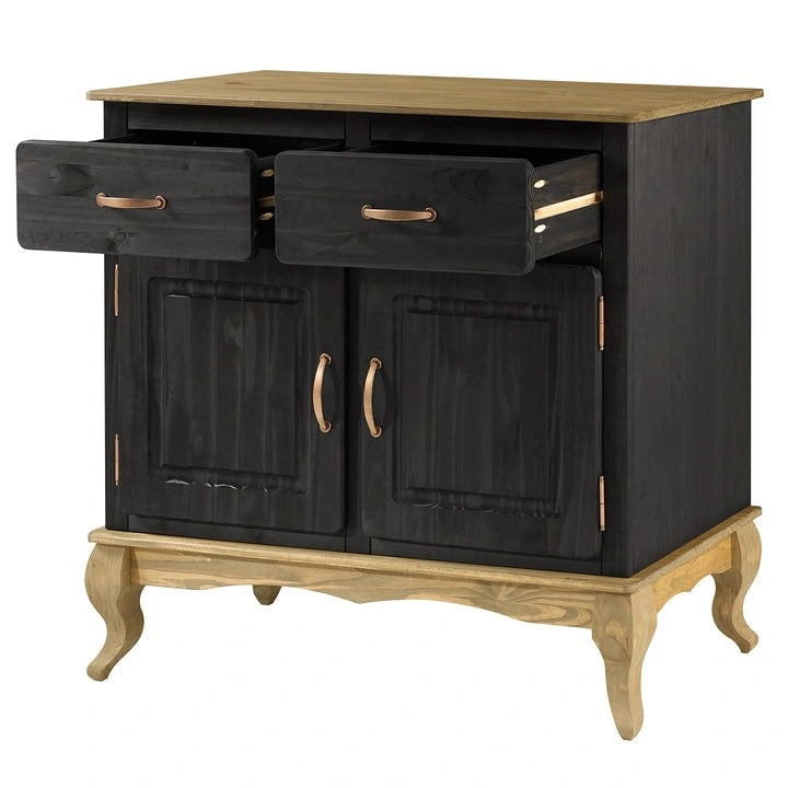 Buffet en pin massif vieilli noir/vert/blanc – Utilisateur unique