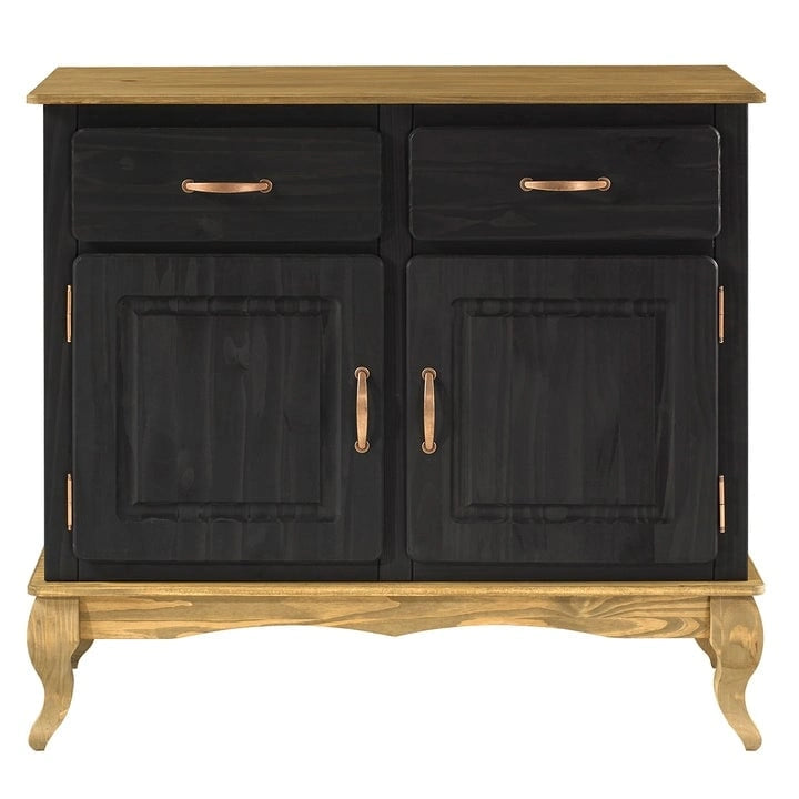 Buffet en pin massif vieilli noir/vert/blanc – Utilisateur unique