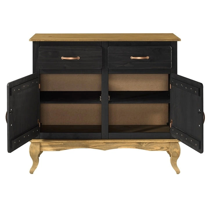 Buffet en pin massif vieilli noir/vert/blanc – Utilisateur unique