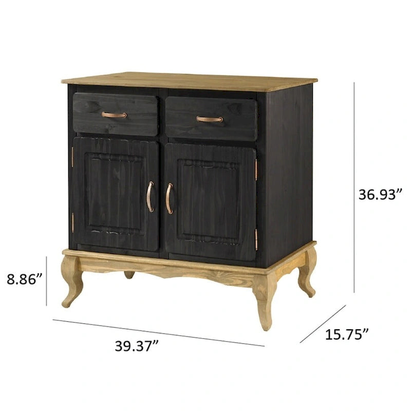 Buffet en pin massif vieilli noir/vert/blanc – Utilisateur unique