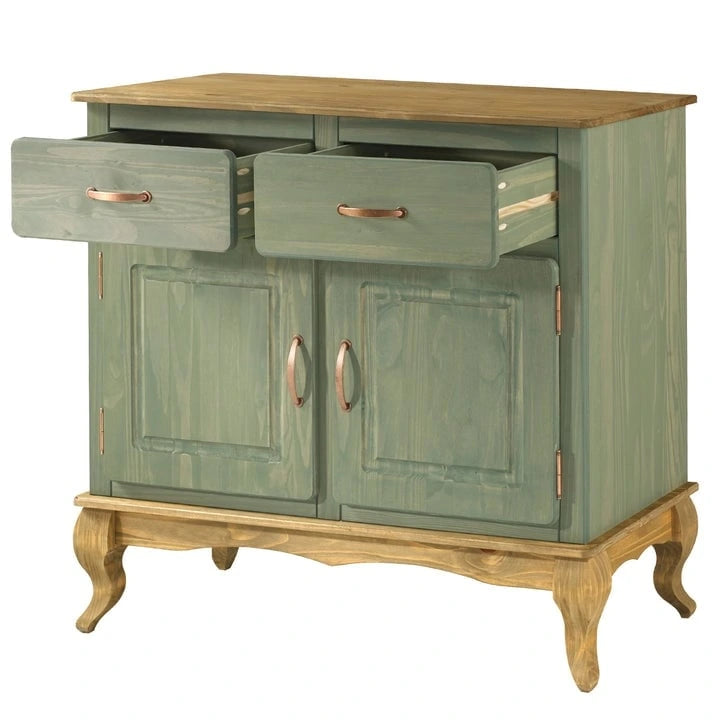 Buffet en pin massif vieilli noir/vert/blanc – Utilisateur unique
