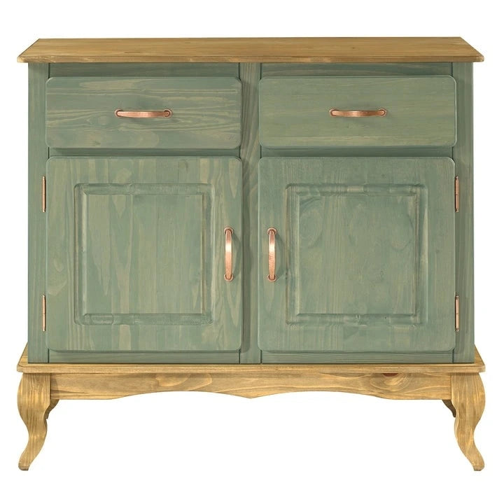 Buffet en pin massif vieilli noir/vert/blanc – Utilisateur unique