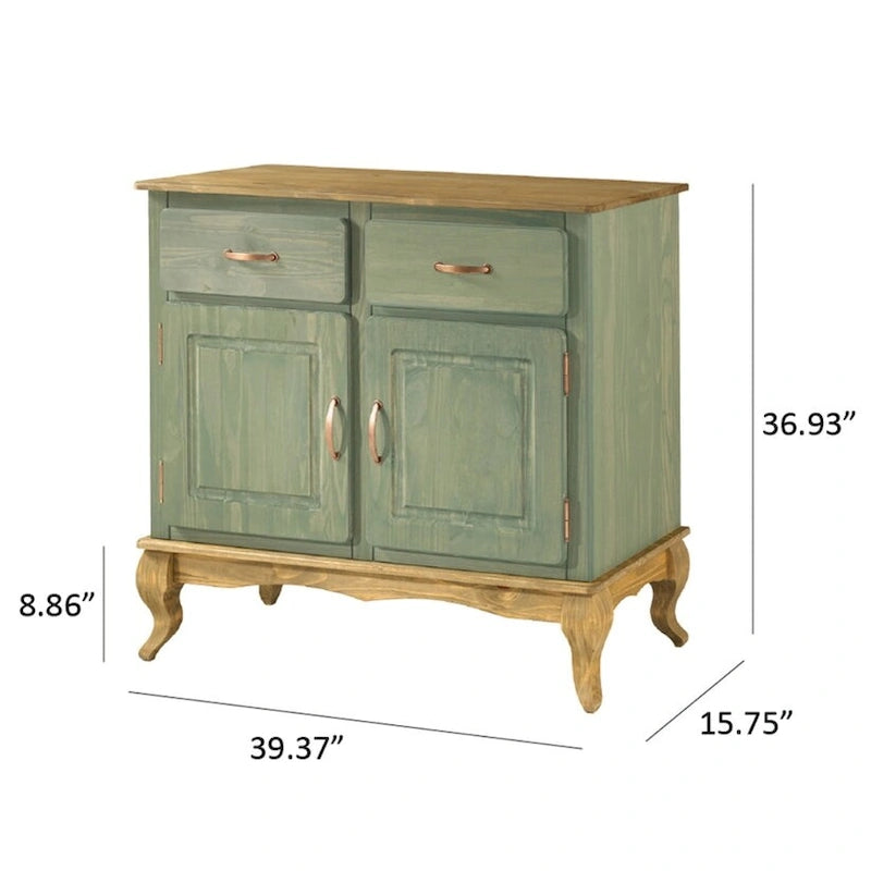Buffet en pin massif vieilli noir/vert/blanc – Utilisateur unique