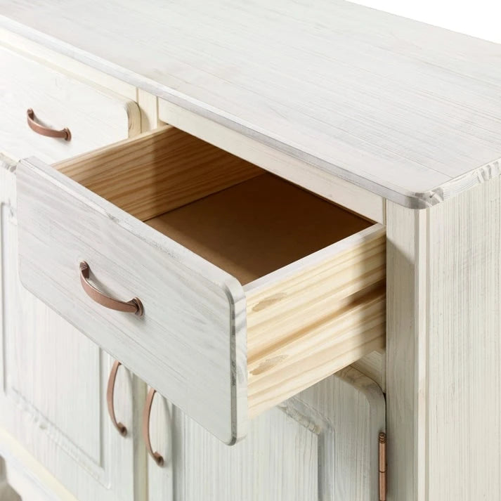 Buffet en pin massif vieilli noir/vert/blanc – Utilisateur unique