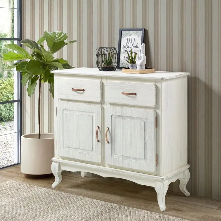 Buffet en pin massif vieilli noir/vert/blanc – Utilisateur unique