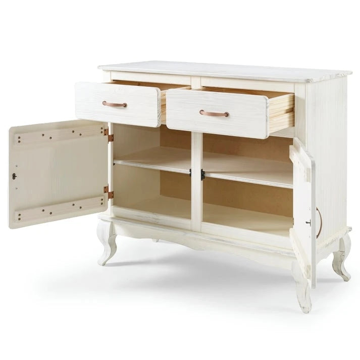 Buffet en pin massif vieilli noir/vert/blanc – Utilisateur unique
