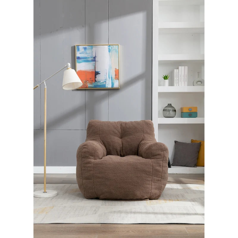 Fauteuil poire en fausse fourrure – Blanc crème / Café / Rouge / Gris foncé / Bleu foncé / Vert, Dossier haut, Pour 1 personne