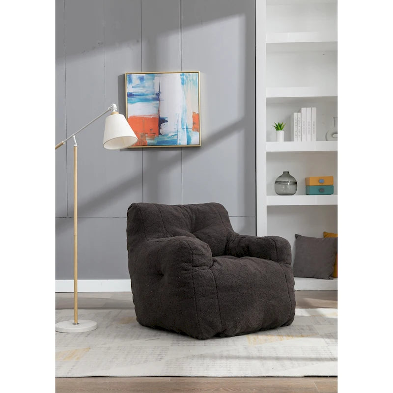 Fauteuil poire en fausse fourrure – Blanc crème / Café / Rouge / Gris foncé / Bleu foncé / Vert, Dossier haut, Pour 1 personne