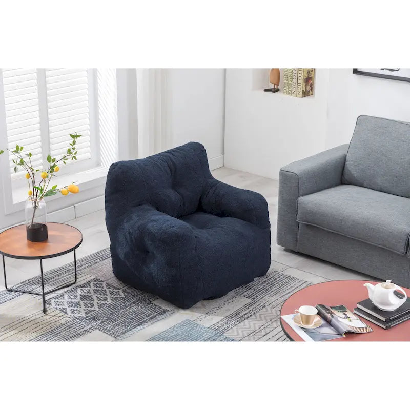 Fauteuil poire en fausse fourrure – Blanc crème / Café / Rouge / Gris foncé / Bleu foncé / Vert, Dossier haut, Pour 1 personne