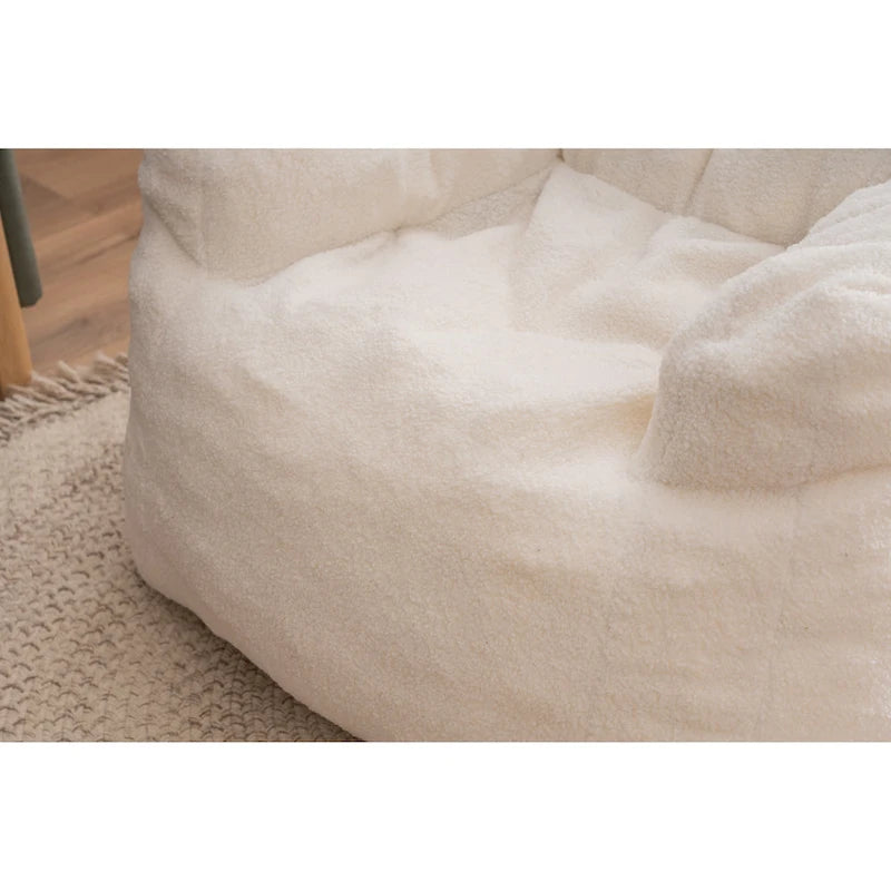 Fauteuil poire en fausse fourrure – Blanc crème / Café / Rouge / Gris foncé / Bleu foncé / Vert, Dossier haut, Pour 1 personne