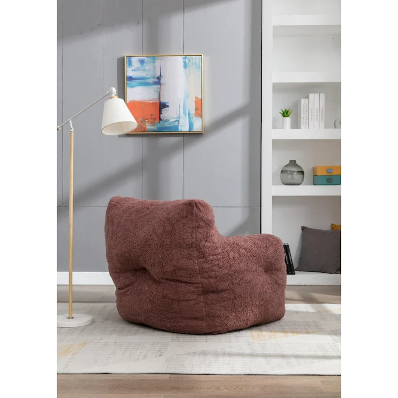 Fauteuil poire en fausse fourrure – Blanc crème / Café / Rouge / Gris foncé / Bleu foncé / Vert, Dossier haut, Pour 1 personne