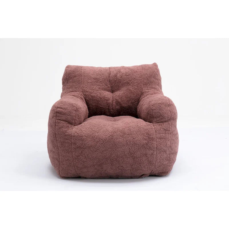 Fauteuil poire en fausse fourrure – Blanc crème / Café / Rouge / Gris foncé / Bleu foncé / Vert, Dossier haut, Pour 1 personne