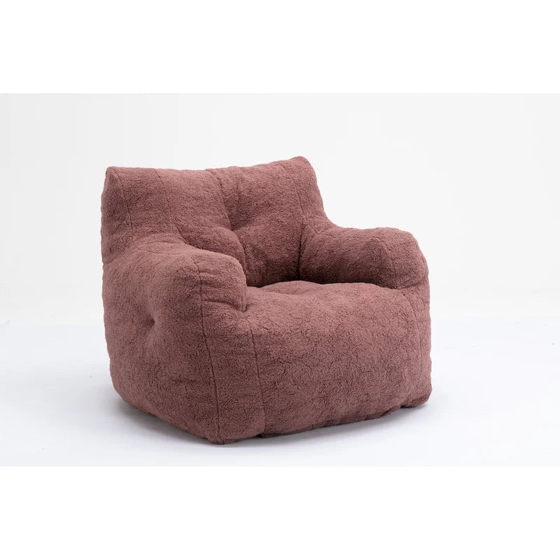 Fauteuil poire en fausse fourrure – Blanc crème / Café / Rouge / Gris foncé / Bleu foncé / Vert, Dossier haut, Pour 1 personne