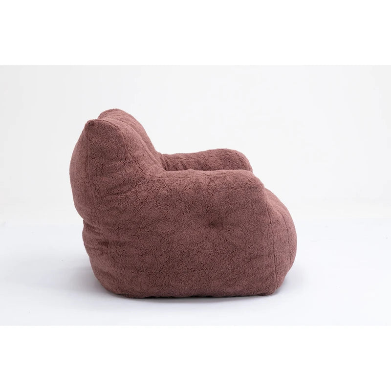 Fauteuil poire en fausse fourrure – Blanc crème / Café / Rouge / Gris foncé / Bleu foncé / Vert, Dossier haut, Pour 1 personne