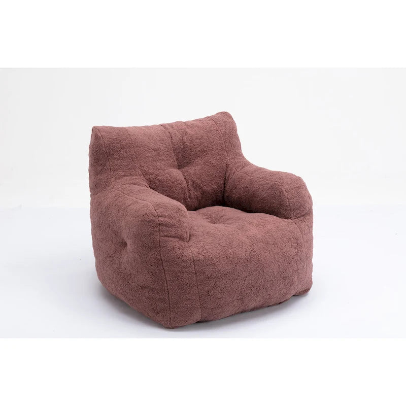 Fauteuil poire en fausse fourrure – Blanc crème / Café / Rouge / Gris foncé / Bleu foncé / Vert, Dossier haut, Pour 1 personne