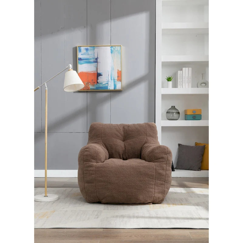 Fauteuil poire en fausse fourrure – Blanc crème / Café / Rouge / Gris foncé / Bleu foncé / Vert, Dossier haut, Pour 1 personne