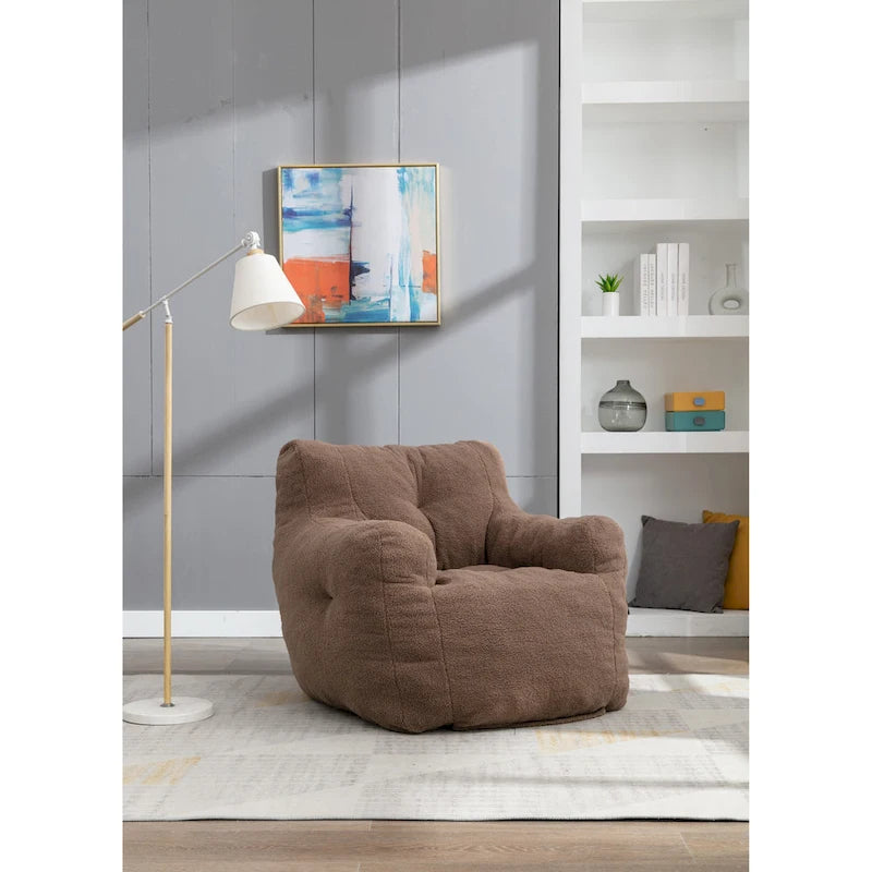 Fauteuil poire en fausse fourrure – Blanc crème / Café / Rouge / Gris foncé / Bleu foncé / Vert, Dossier haut, Pour 1 personne