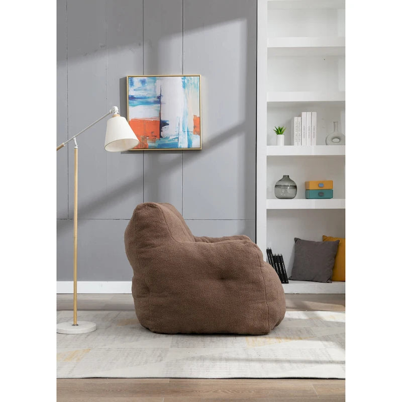 Fauteuil poire en fausse fourrure – Blanc crème / Café / Rouge / Gris foncé / Bleu foncé / Vert, Dossier haut, Pour 1 personne