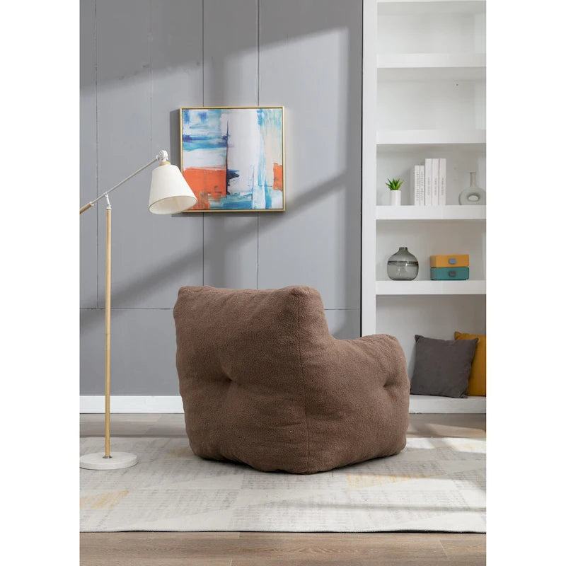 Fauteuil poire en fausse fourrure – Blanc crème / Café / Rouge / Gris foncé / Bleu foncé / Vert, Dossier haut, Pour 1 personne