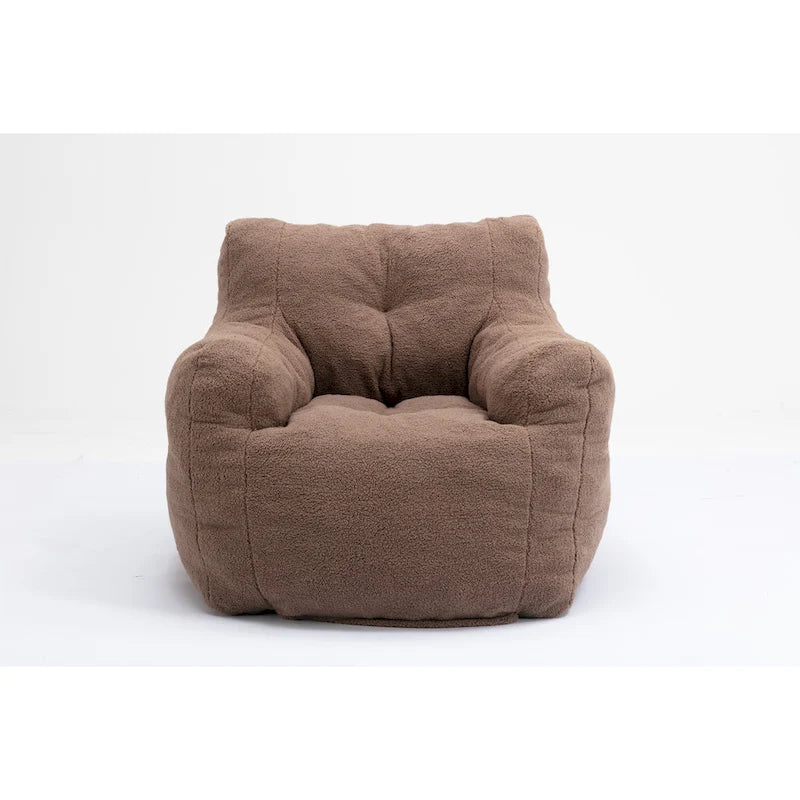 Fauteuil poire en fausse fourrure – Blanc crème / Café / Rouge / Gris foncé / Bleu foncé / Vert, Dossier haut, Pour 1 personne