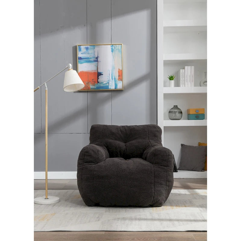 Fauteuil poire en fausse fourrure – Blanc crème / Café / Rouge / Gris foncé / Bleu foncé / Vert, Dossier haut, Pour 1 personne