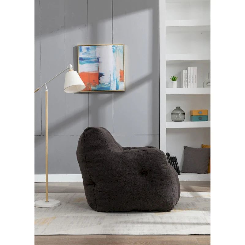 Fauteuil poire en fausse fourrure – Blanc crème / Café / Rouge / Gris foncé / Bleu foncé / Vert, Dossier haut, Pour 1 personne
