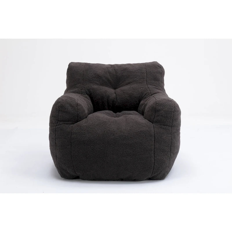 Fauteuil poire en fausse fourrure – Blanc crème / Café / Rouge / Gris foncé / Bleu foncé / Vert, Dossier haut, Pour 1 personne