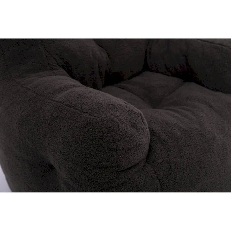 Fauteuil poire en fausse fourrure – Blanc crème / Café / Rouge / Gris foncé / Bleu foncé / Vert, Dossier haut, Pour 1 personne