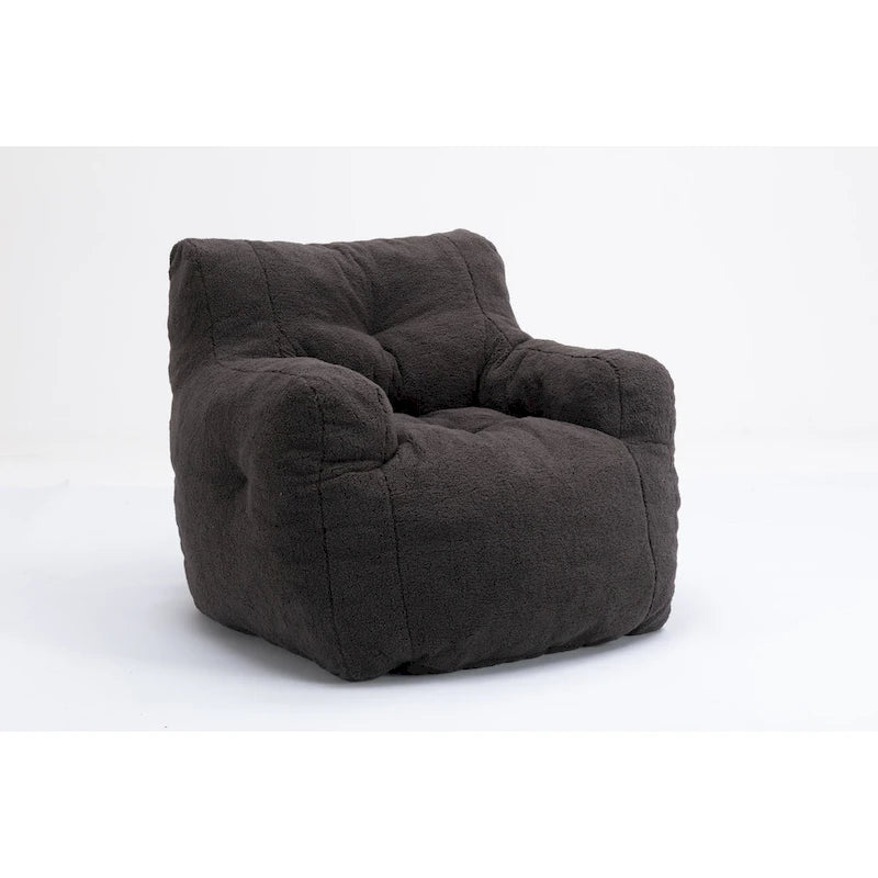 Fauteuil poire en fausse fourrure – Blanc crème / Café / Rouge / Gris foncé / Bleu foncé / Vert, Dossier haut, Pour 1 personne