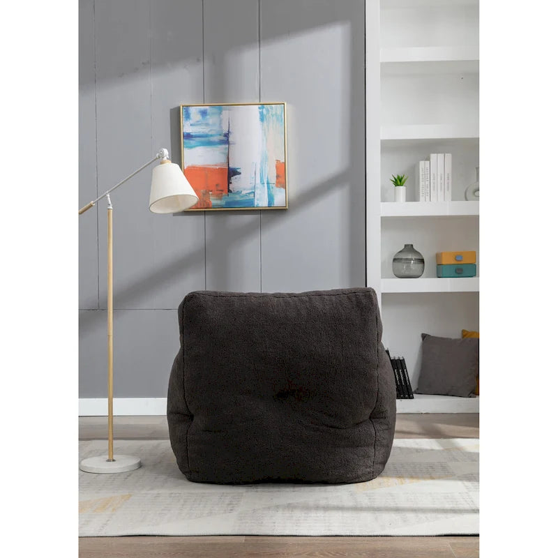 Fauteuil poire en fausse fourrure – Blanc crème / Café / Rouge / Gris foncé / Bleu foncé / Vert, Dossier haut, Pour 1 personne