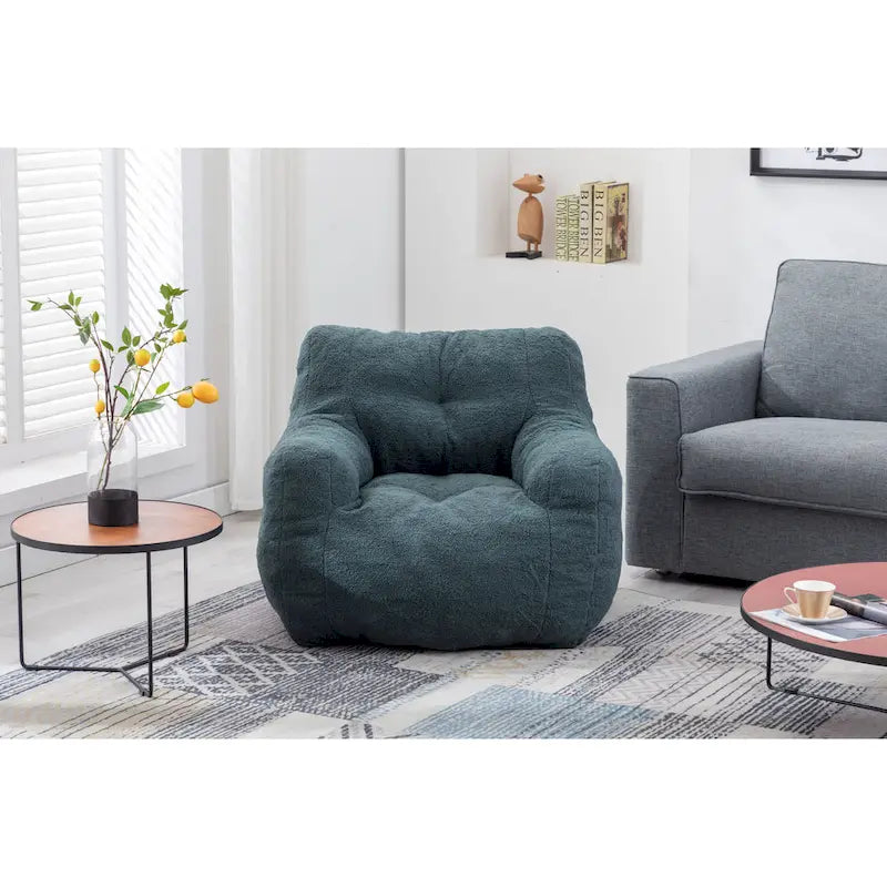 Fauteuil poire en fausse fourrure – Blanc crème / Café / Rouge / Gris foncé / Bleu foncé / Vert, Dossier haut, Pour 1 personne