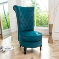 Fauteuil d'appoint capitonné à dossier haut en velours (vert bleuté / gris / bleu foncé / jaune moutarde / vert / ivoire / rose / rouge orangé / noir) – Simple