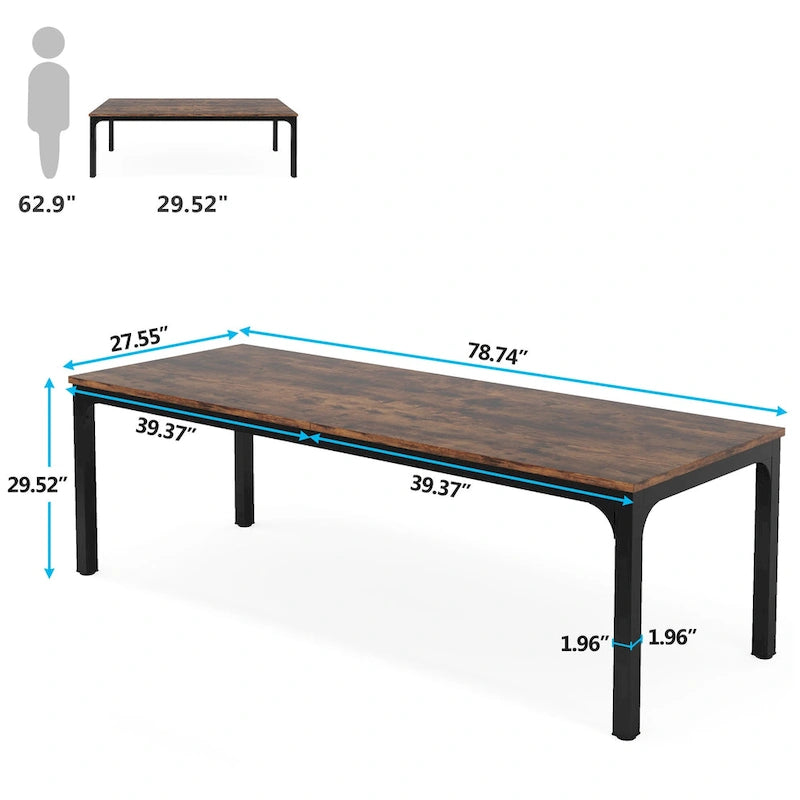Bureau d'ordinateur extra long de 199,9 cm – Marron / Noir / Blanc / Taupe / Naturel / Marron et blanc, industriel, pour 2 personnes