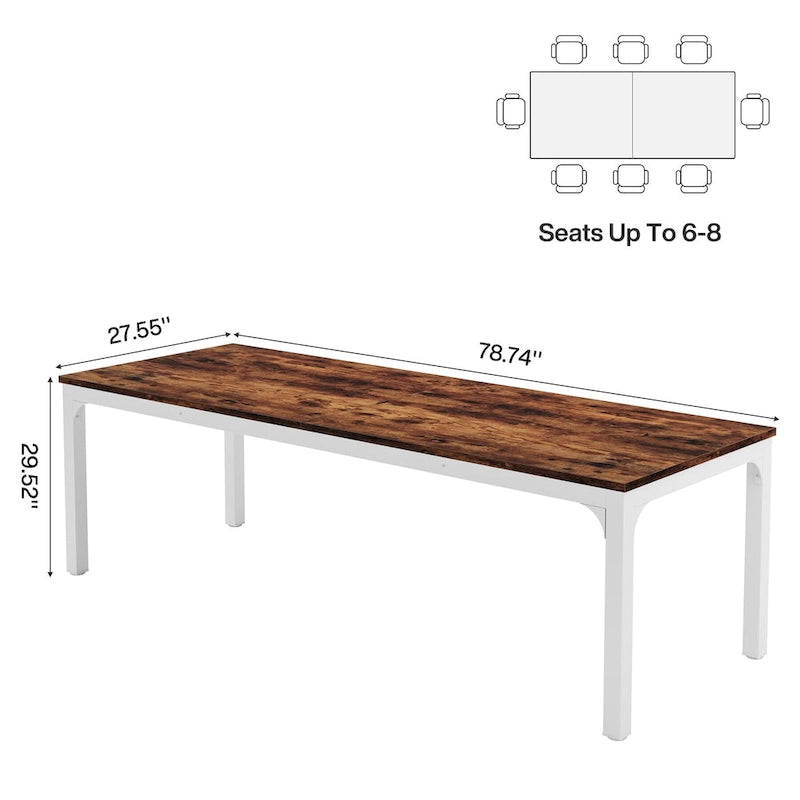 Bureau d'ordinateur extra long de 199,9 cm – Marron / Noir / Blanc / Taupe / Naturel / Marron et blanc, industriel, pour 2 personnes