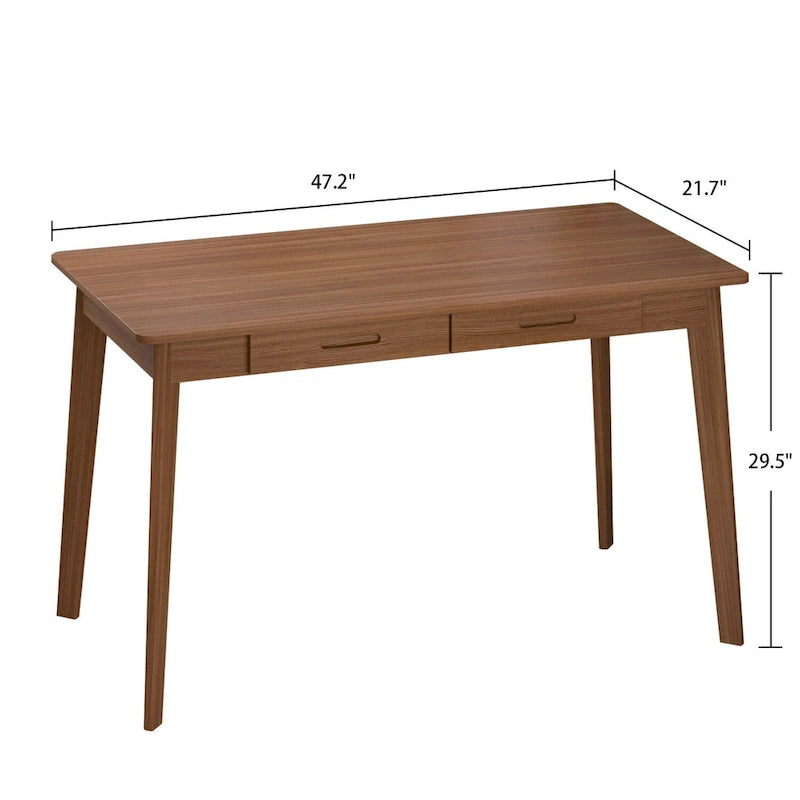 Bureau de 120 cm avec pieds en bois massif – Chêne / Marron / Blanc et chêne / Noyer noir, Pour 1 personne