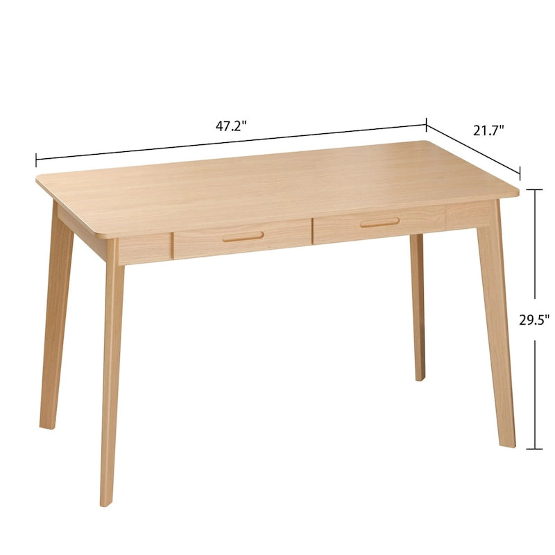 Bureau de 120 cm avec pieds en bois massif – Chêne / Marron / Blanc et chêne / Noyer noir, Pour 1 personne